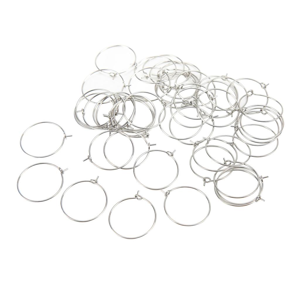 50PCS 20mm Bulk Hoop Earrings Stainless Steel DIY Anti Allergy Wine Glass Rings Jewelry Making
