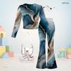 Girls Printed Round Neck Long Sleeve Crop Top Flared Pants Two Piece Set