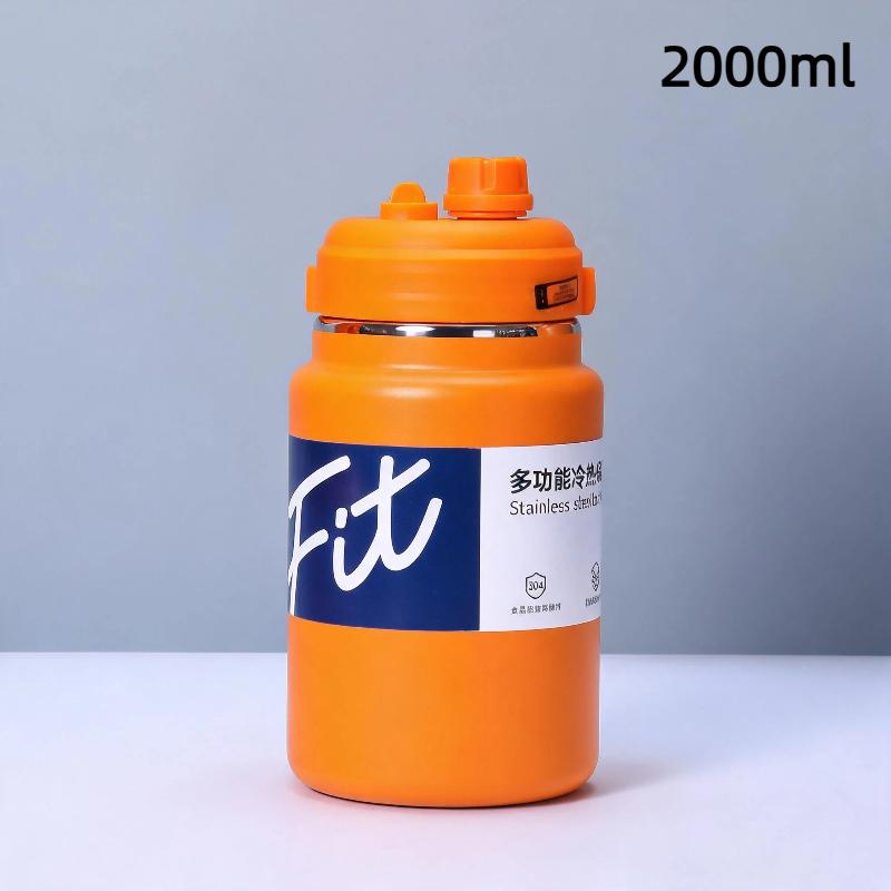 Stainless Steel Insulated Water Jug Food Grade Leak Proof Lid 24H Heat Cold Retention for Picnic Beach Trips