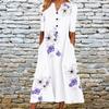 Women's Spring and Summer Printed Pocket V-neck Loose Casual Long Dress