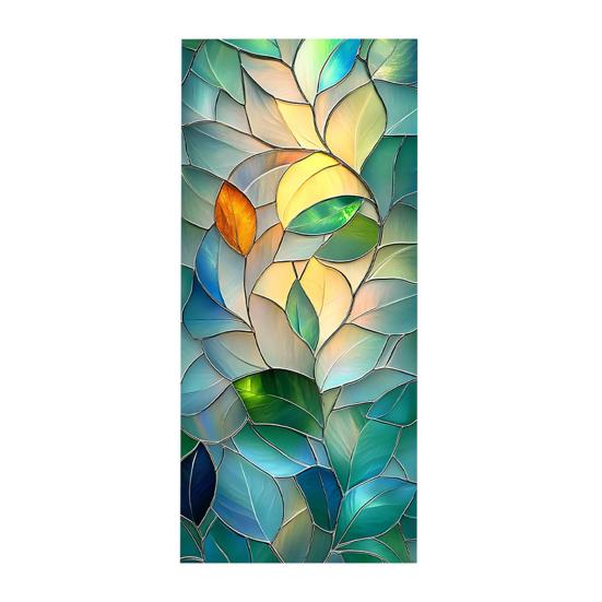 

Flower Window Privacy Film Leaf Pattern Privacy Protection Film Static Cling Removable Decorative Window Film for Home Bathroom Kitchen C