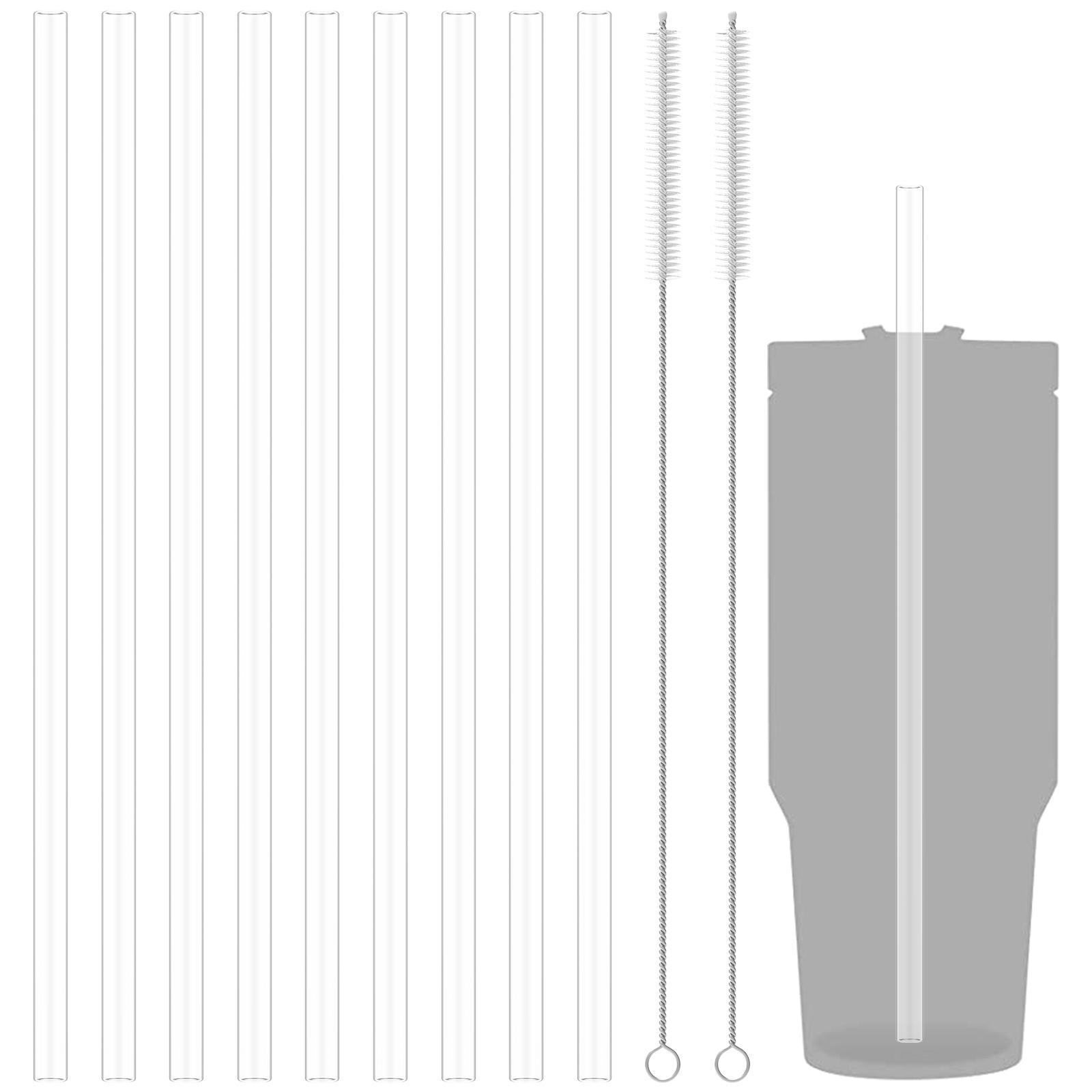 9 шт. Длинные силиконовые питьевые трубочки 11,8 дюйма с 2 щетками, гибкие сменные трубочки для дорожных стаканов 20/30/40 унций