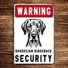 Durable Iron Metal Sign  Rhodesian Ridgeback Security Warning    Wall Decor with Dog Illustration  Durable  WeatherResista