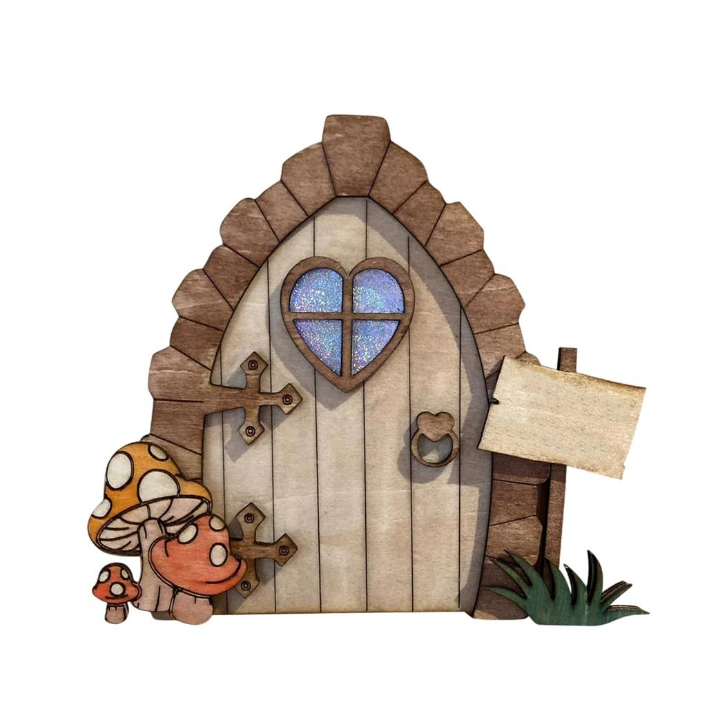 Fairies Door And Window,Elfs Door Fairies Tale Door Home Staircase Bedroom Decoration Garden Decoration Wooden Crafts
