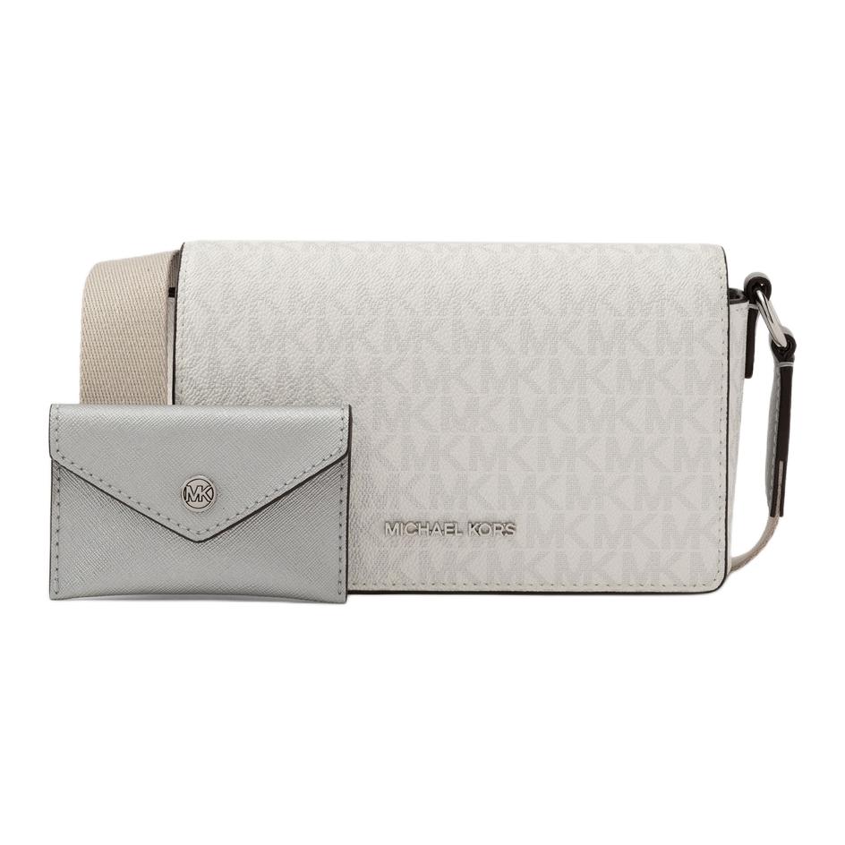 

Michael Kors Mk Vincent Logo Print Magnetic Closure Coated Canvas Crossbody Shoulder Bag Small Women Bags Silver 35F4S2VC5V-040 Basic Set (Bag+Dust Bag)
