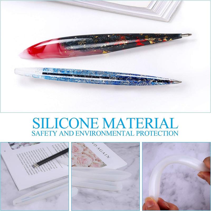 New 3/1PC Transparent Pen Silicone Mould Set DIY Ballpoint Pen Mold Epoxy Resin Molds for Jewelry Casting Pen Holder Making