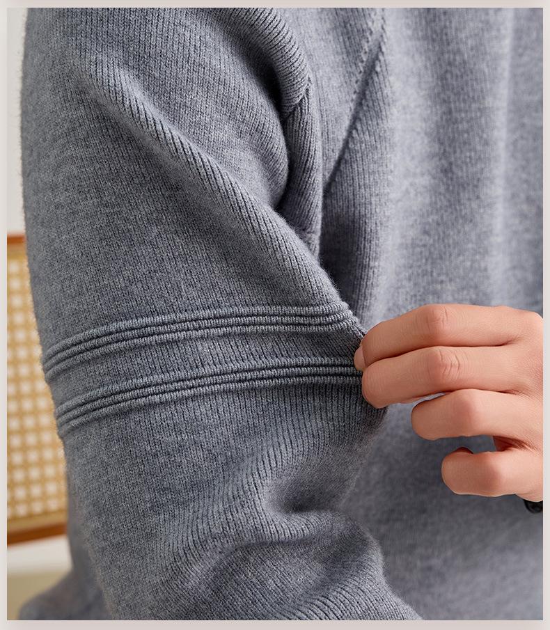 Men's 2025 Autumn/Winter Solid Color Jacquard Sweater, Stylish Half-High Collar Knitwear