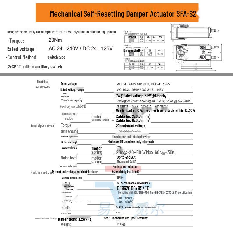 BELIMO Spring Return Electric Damper Actuator SFA-S2/SFU-S2
