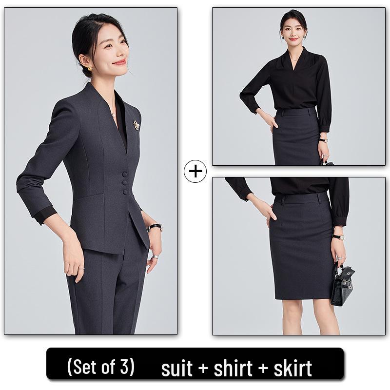 Women's Collarless Suit Jacket - 2024 Spring/Autumn High-End Salon and Hotel Reception Professional Workwear Set