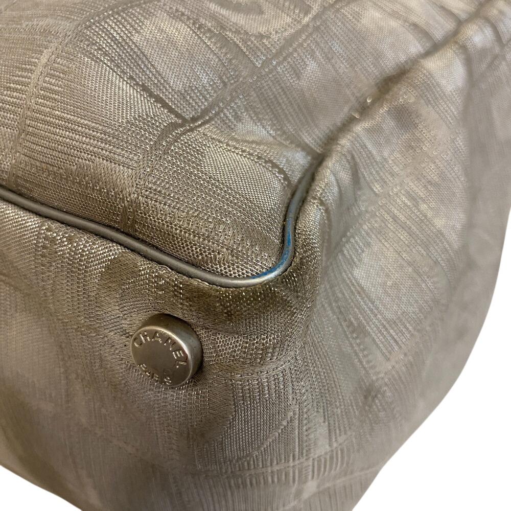 CHANEL New Travel Line MM canvas Tote Bag Silver canvas Used