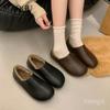 Anti-slip Women's Brown Short Plush Slip-On Warm Casual Shoes Autumn Winter Comfortable Flats Ladies Loafers Zapatos Para Mujer