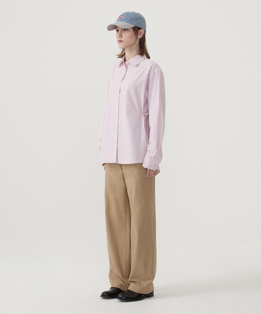 COVERNAT WOMAN Oversized Striped Shirt Light Pink