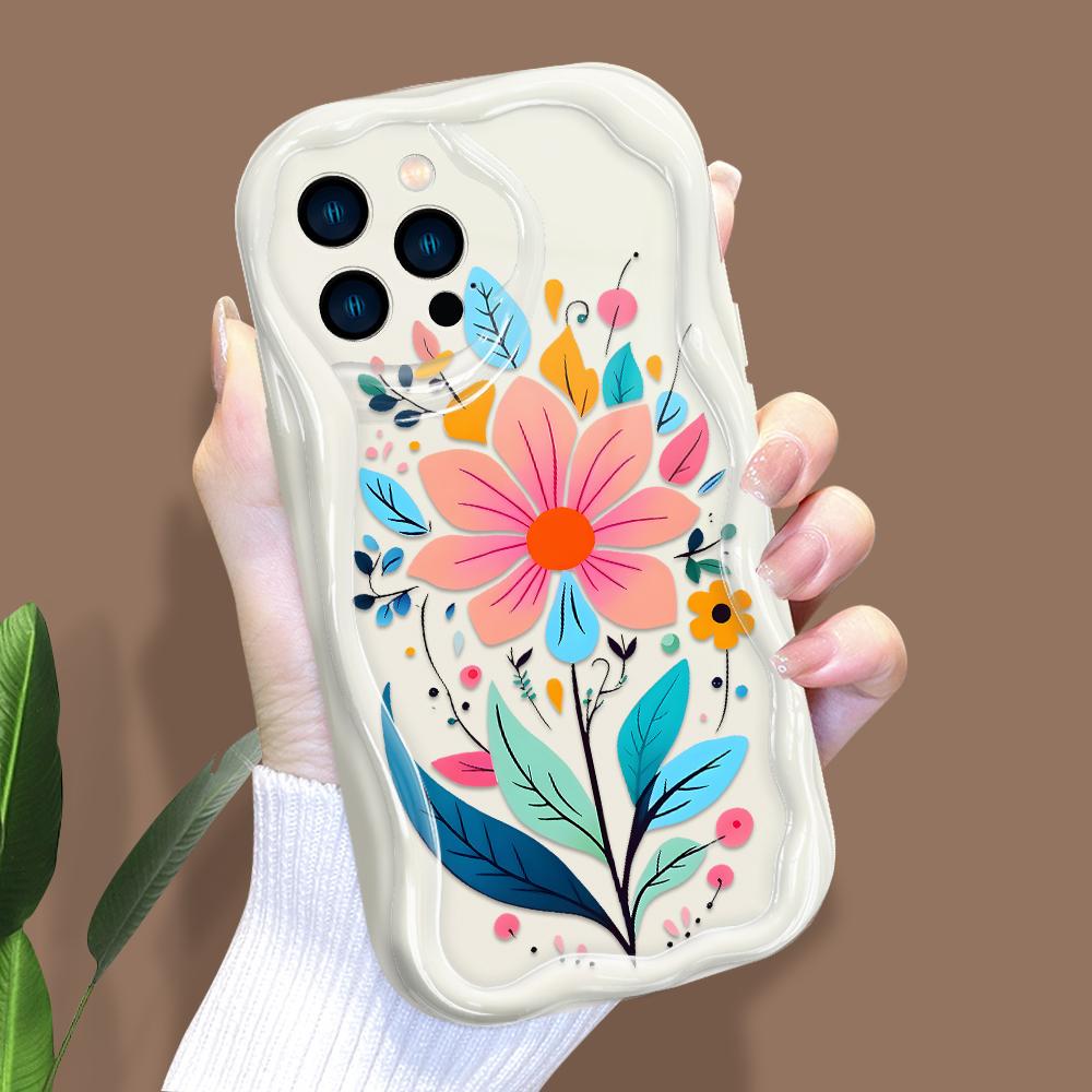 Model de desene animate Carcasă cu textura cremă Marginea ondulată Husă din silicon moale Husă pentru telefon pentru iPhone Samsung Huawei Honor Xiaomi Redmi Infinix Tecno