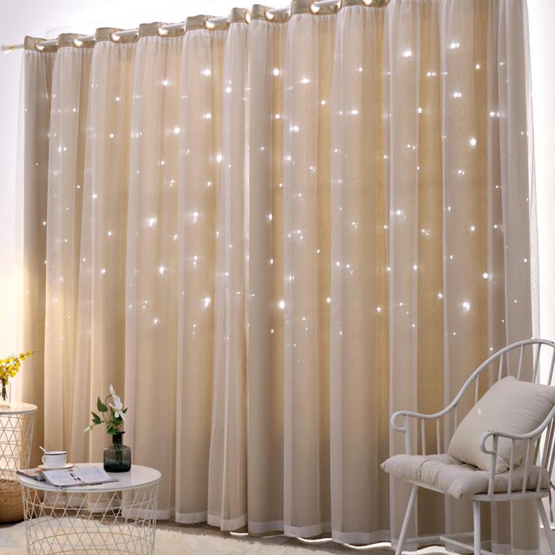 Hollow Star Curtains Of The Same Style, Lace Curtains, Dream Princess, Wind Height Blackout Double-Layer Curtains, Finished Products