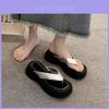 Summer Thicksoled Flip Flops For Women With Pu Upper And Rubber Sole For Casual Beach Wear