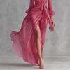Europe, America 2026 spring and summer elegant V-neck waist chiffon dress cardigan slim dress