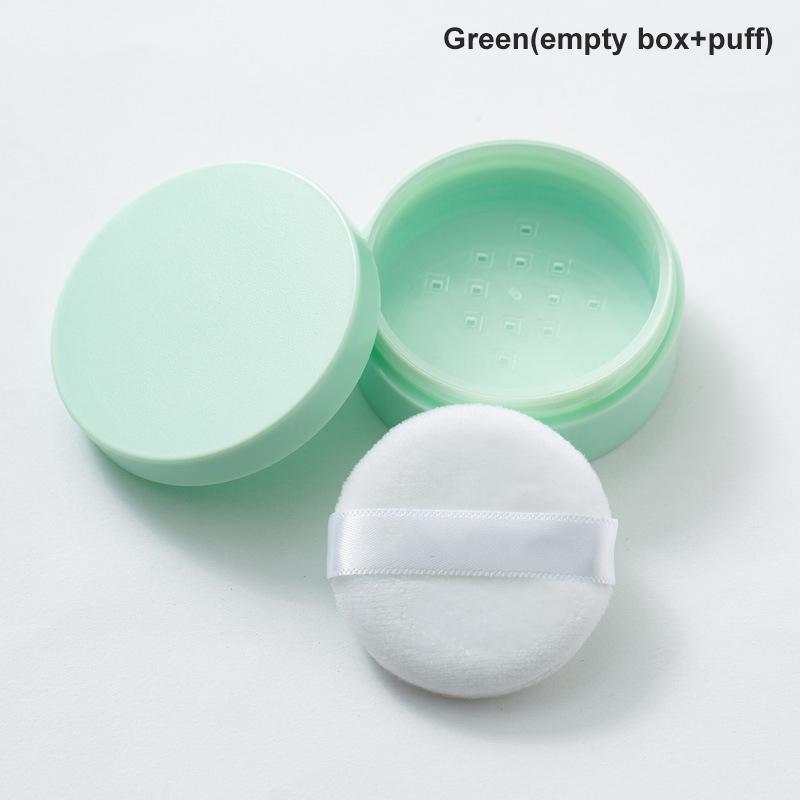 Loose Powder Jar with Puff Refillable Empty Box with Sifter Grid Lid Cosmetics Container Plastic Packaging Case, Makeup Tool, 5g