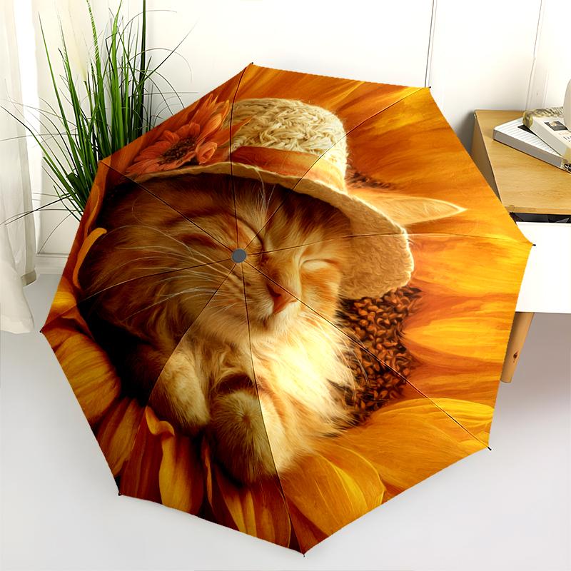 1 PC Automatic Folding Umbrella - Cartoon Pattern, Portable & Foldable Design with 8 Ribs, Christmas Birthday Gifts