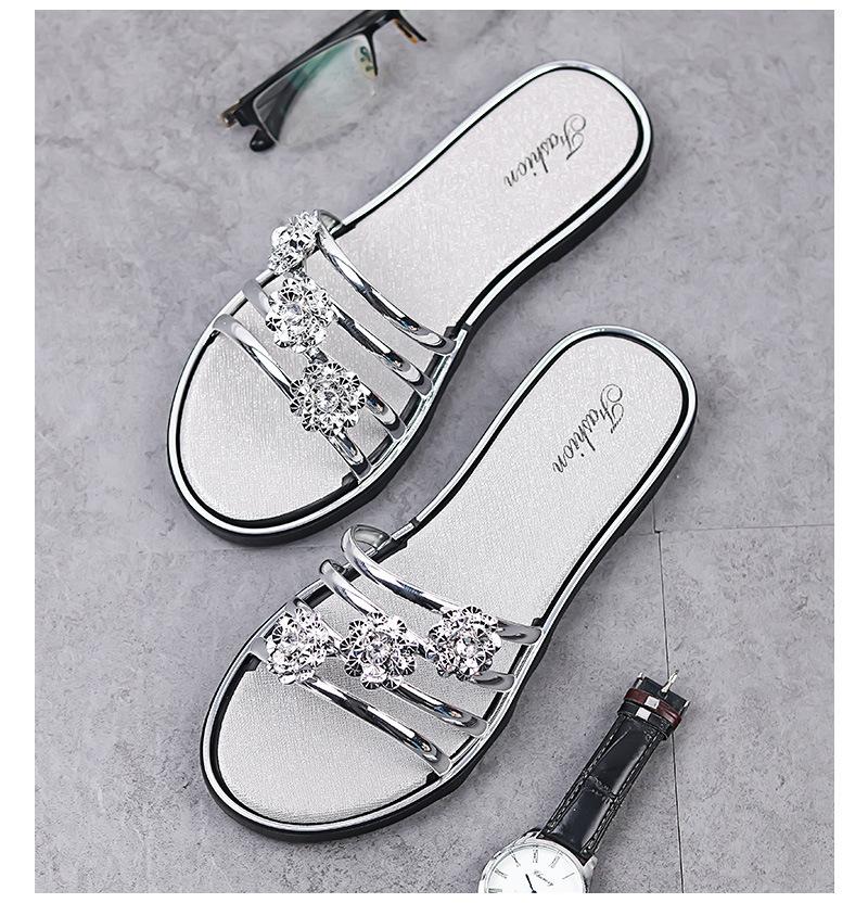 Neue Outdoor-Bekleidung Sommer Halbschlepp Mode Blume Strandschuhe Sandalen Flache Lässige Flip-Flops