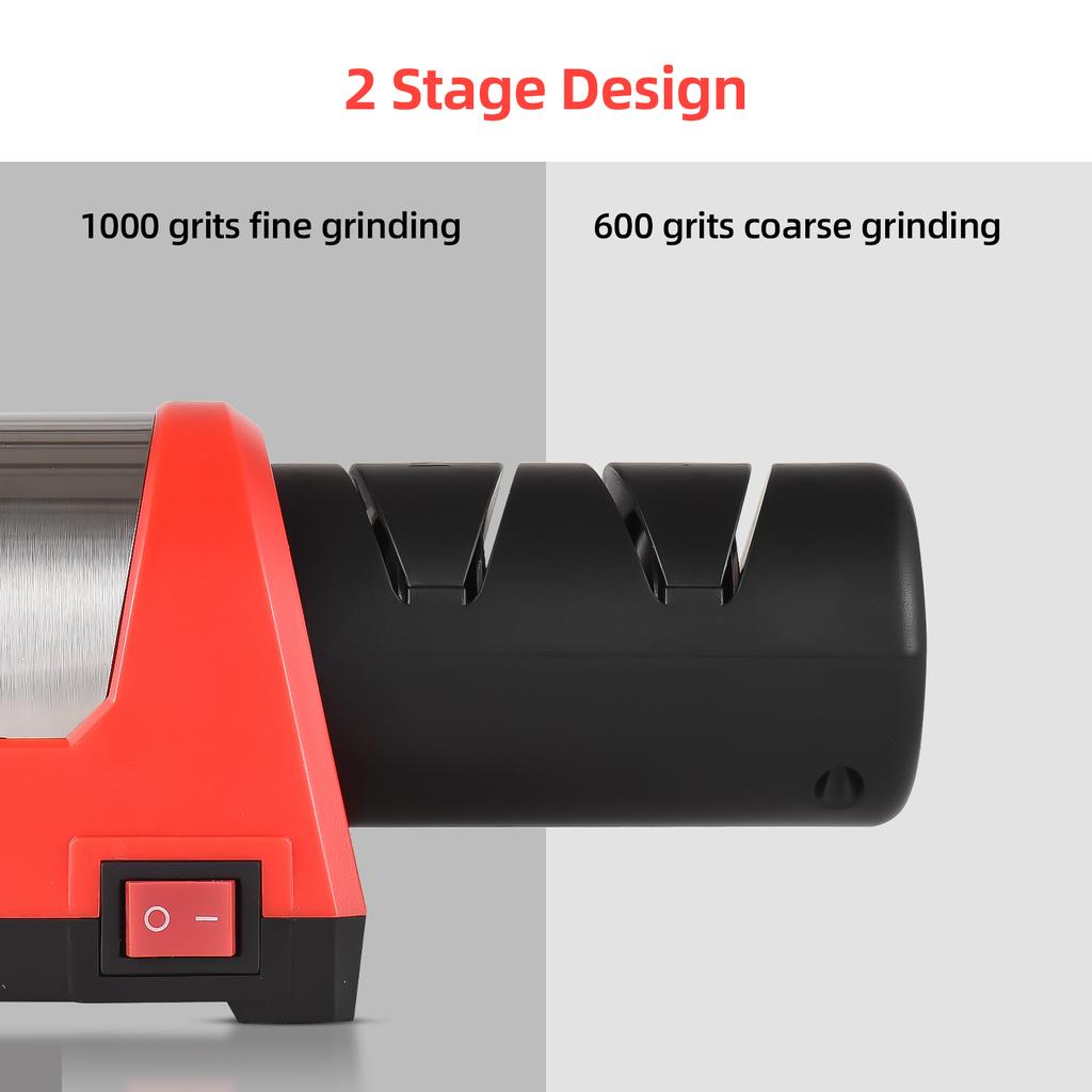 2 Stage Electric Knife Sharpener for Kitchen Knives Ceramic Knives with 600/1000 Grit Sharpening