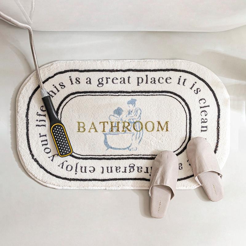 Retro Bathroom Carpet Super Absorbent Bath Mat Plush Bedroom Kitchen Entrance Doormat Non-slip Shower Bathtub Side Floor Rugs