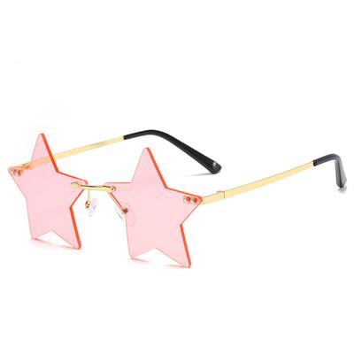 HD Sunglasses Trend Decor Glasses Rimless Sunshade Driving Fishing New Pentagram Frame Star Shape Personality Popular Multicolor Trendy Sunglasses