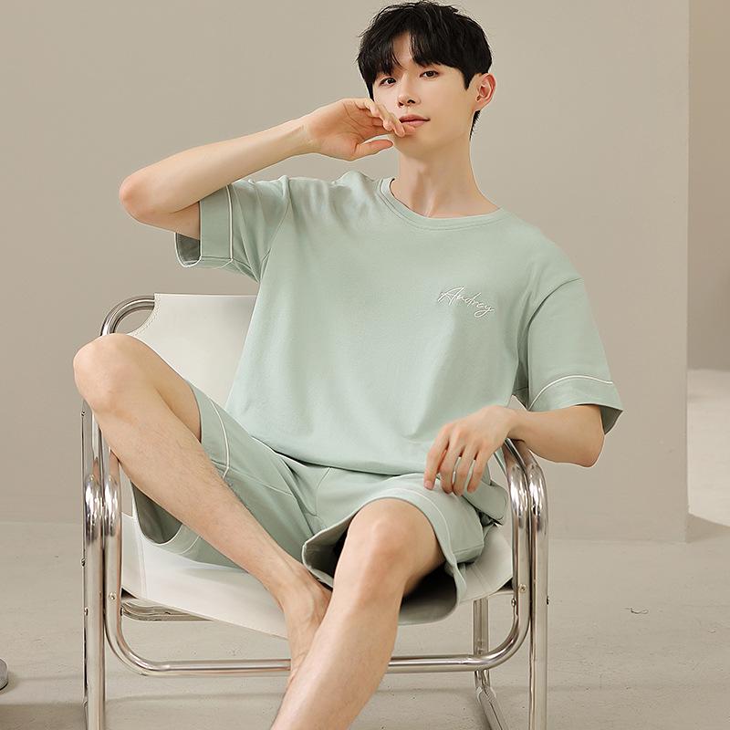 Men's Plus Size Soft Modal Cotton Summer Pajama Set - Loose, Comfortable Short Sleeve Homewear