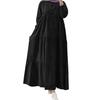2024 Muslim Solid Color Loose Casual Button-Down Cotton Linen Dress with Long Sleeves
