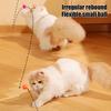 Cat Bouncy Ball Toy Silicone Ball Cat Chew Toy with Feathers Interactive Quiet Rolling Ball for Indoor Cats Biting Chewing Chasing
