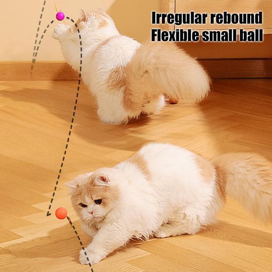 Cat Bouncy Ball Toy Silicone Ball Cat Chew Toy with Feathers Interactive Quiet Rolling Ball for Indoor Cats Biting Chewing Chasing
