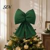 Decorative Velvet Bows for Wreaths Christmas Flocked Fabric Bow, Large Red Bow with Hanging Strap, Mall Window Displays Festive Pendant Tree, Holiday