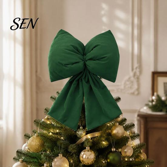 Decorative Velvet Bows for Wreaths Christmas Flocked Fabric Bow, Large Red Bow with Hanging Strap, Mall Window Displays Festive Pendant Tree, Holiday