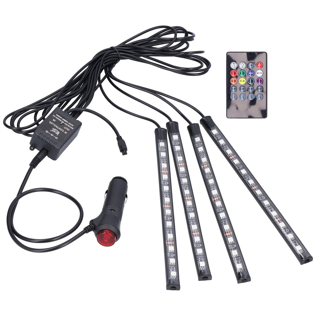 Interior Car Light Color Remote Music Control RGB Light Source IP65 Waterproof 48 LEDs Plug and