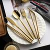 1set Silvery/Golden 304 Stainless Steel Straw Tableware Set Portable Knife Fork Chopsticks Straw and Brush