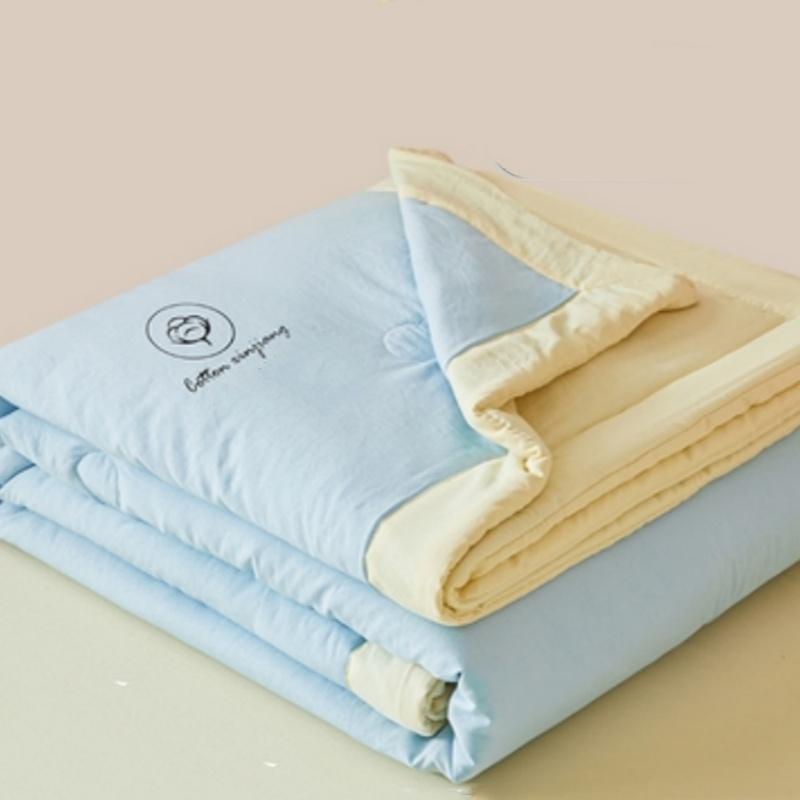 1pc Unprinted Cotton Quilt  Cool Summer Air Conditioning  Solid Color  Skin Friendly  Washable  Lightweight