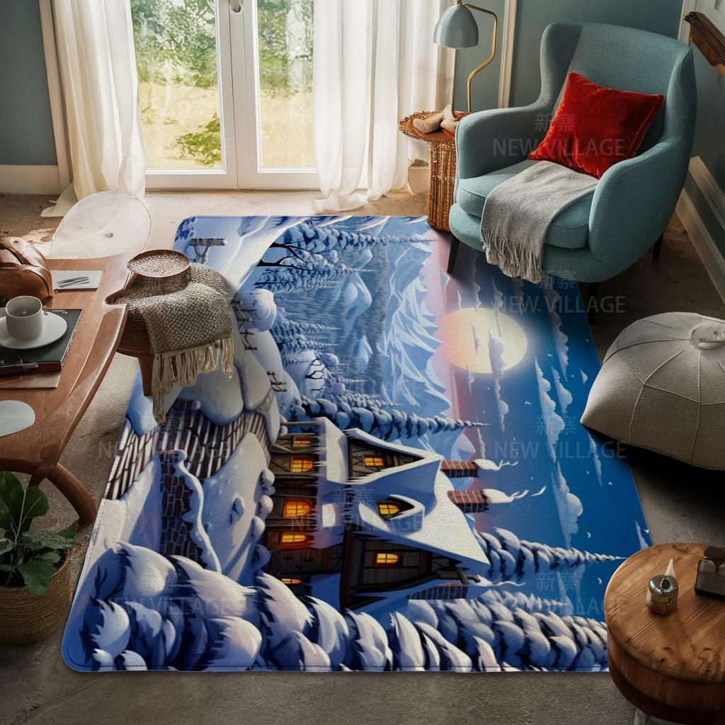 House Entrance Carpet Home Door Mat Living Room Bath Foot Bathroom Non-slip Water Absorption Rugs Bath Merry Christmas Winter