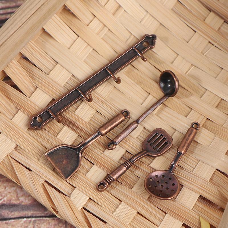 Dukkehus Miniatyr Spade Suppeskje Oppbevaringsholder Simulasjon Kjøkkenredskaper