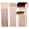 Luxunry 24Pcs Gold Dinnerware Flatware Set Silverware Stainless Steel Dinenr Knife Fork Coffee Spoon Home Tableware Cutlery Set