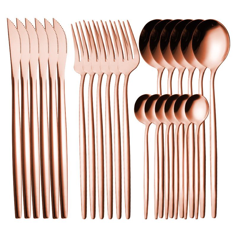 Luxunry 24Pcs Gold Dinnerware Flatware Set Silverware Stainless Steel Dinenr Knife Fork Coffee Spoon Home Tableware Cutlery Set
