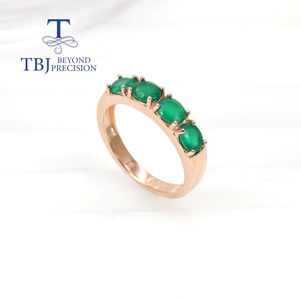 925 Sterling silver rosé guld smyckesset naturlig grön agat oval 4*5 mm ringörhängen Smyckesset Modedesign fina smycken för kvinnor