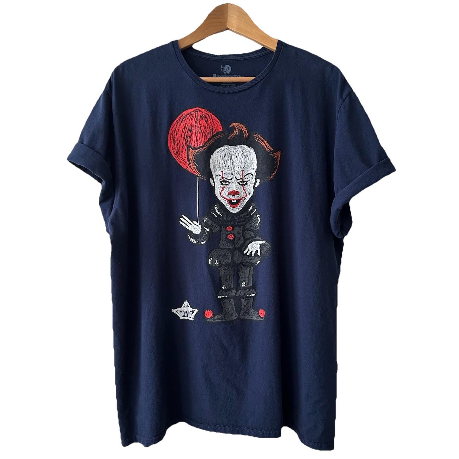 It Pennywise Balloon T-shirt 100% Lightweight Cotton Navy Blue Mens Size 2XL Unisex T-Shirt S