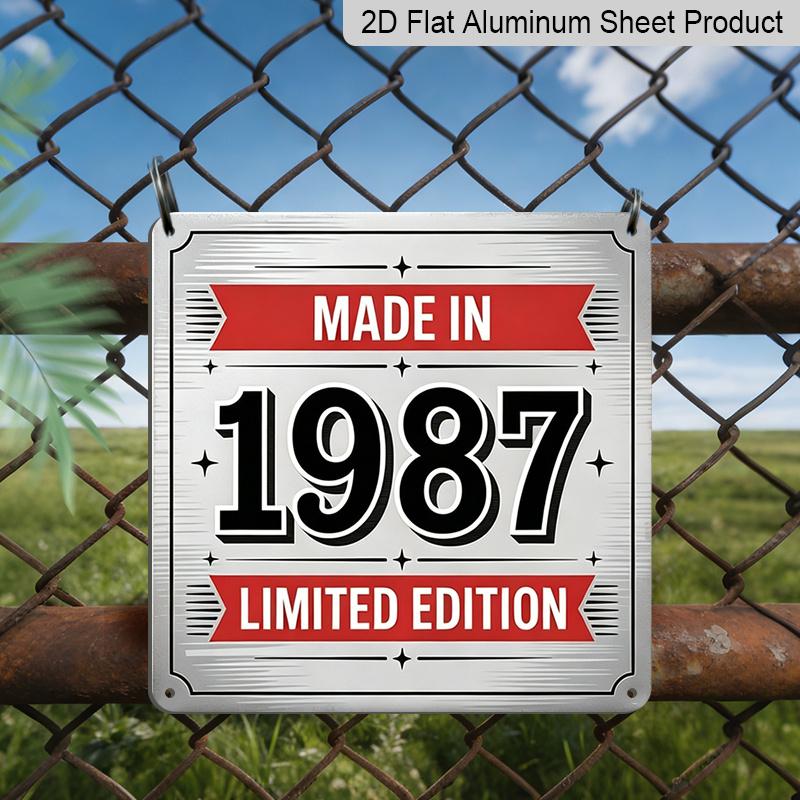 

2D Flat 1pc Retro Metal Aluminum Sign, Decorative Sign, Made in 1987 Limited Edition Sign, Garage Wall Art, Bar Decoration, for Man Cave Display 20*20cm