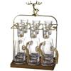 Gold Leaf Glass Wine Set with Deer Stand
