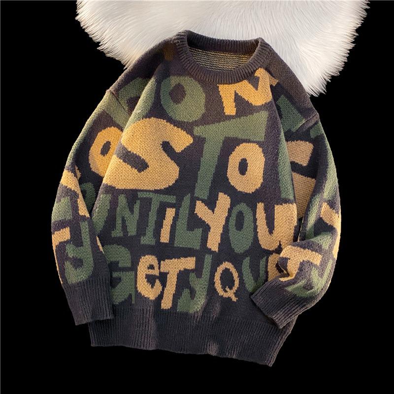 American Style Round Neck Sweater - Autumn/Winter Casual Knitwear for Couples
