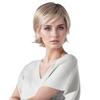 Women’s Short Curly Gradient Blonde Wig with Side Bangs Flipped Style Synthetic Wig