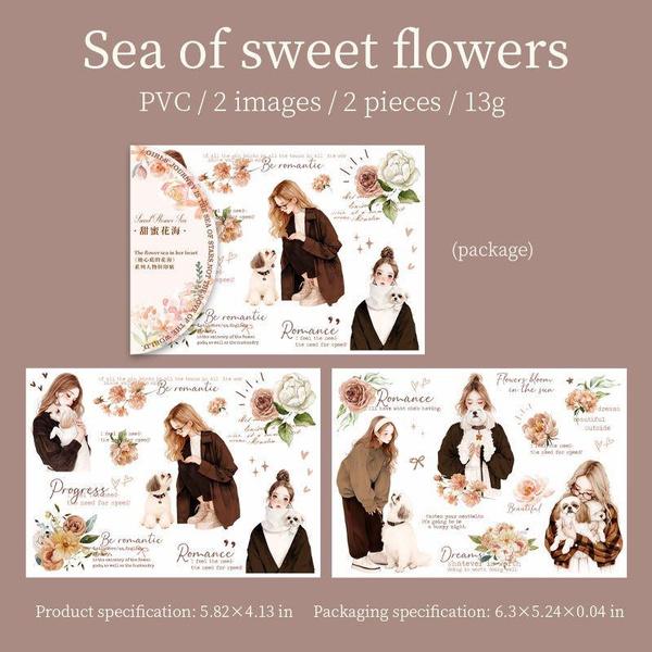 

Наклейки из ПВХ с цветочной тематикой для арт-девушек, 6 стилей, ненужный журнал «сделай сам», принадлежности для скрапбукинга, принадлежности для ведения журналов