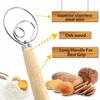 DIFENLUN Danish Dough Whisk Bread Mixer, 2-Pack, Stainless Steel Dutch Whisk Hand Mixer with Wooden Handle, Kitchen Baking Tool for Cakes, Desserts, S