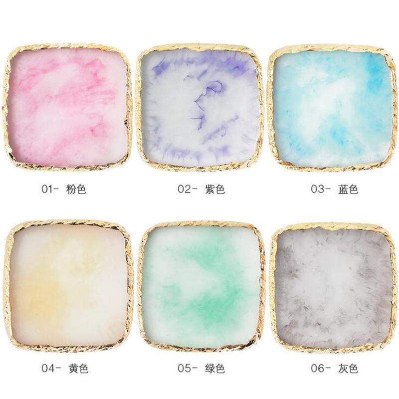 1Pc Exclusive Nail Resin Palette Gold Edge Agate Flakes Nail Painting Color Palette Nail Display Board Tools