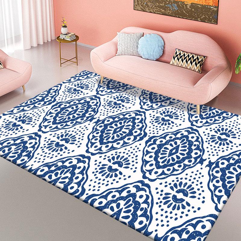 Living Room Retro Rug Bohemian Pattern Non-slip Round Rug Children's Room Floor Mat Bedroom