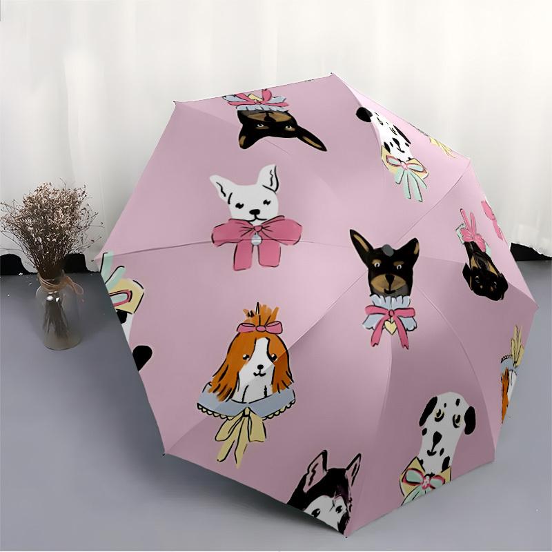 1pc Dogs with Bows Automatic Folding Umbrella - Portable Collapsible 8-Rib Umbrella for All Seasons yy251119173